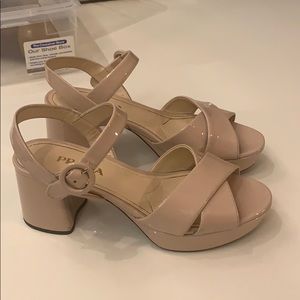Prada Nude Scrappy Platforms patent Leather